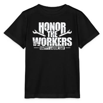 Honorez les travailleurs et travailleuses, bonne fête du Travail - T-shirt bio MINI CREATOR Stanley/Stella Enfant - noir - Devant - Mikhail (115cm)