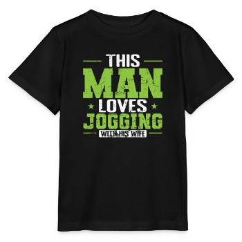 Cet homme aime faire du jogging avec sa femme - T-shirt bio MINI CREATOR Stanley/Stella Enfant - noir - Devant - Mikhail (115cm)