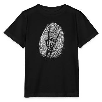 horned hand fingerprint music genre - Stanley/Stella MINI CREATOR Kids’ T-Shirt - black - Front - Mikhail (115cm)