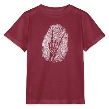 horned hand fingerprint music genre - Stanley/Stella MINI CREATOR Kids’ T-Shirt - burgundy - Front - Kain (125cm)