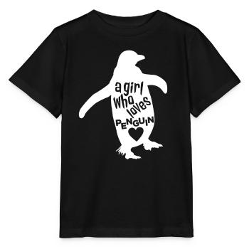 Une fille qui aime le pingouin - T-shirt bio MINI CREATOR Stanley/Stella Enfant - noir - Devant - Mikhail (115cm)