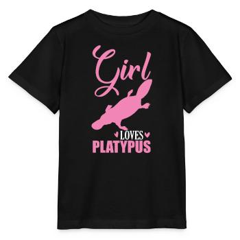 Girl loves Platypus Schnabeltier - Stanley/Stella Kinder T-Shirt MINI CREATOR  - Schwarz - Vorne - Mikhail (115cm)