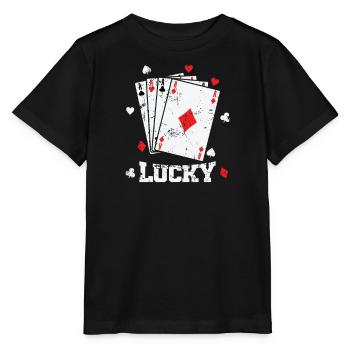 Lucky Card Game Skat Poker - Stanley/Stella MINI CREATOR Kids’ T-Shirt - black - Front - Mikhail (115cm)