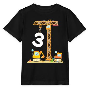 Construction site crane 3 years Children Boy 3rd birthday - Stanley/Stella MINI CREATOR Kids’ T-Shirt - black - Front - Mikhail (115cm)