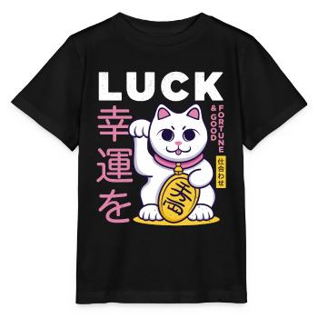 Lucky Cat Bonne chance - T-shirt bio MINI CREATOR Stanley/Stella Enfant - noir - Devant - Mikhail (115cm)