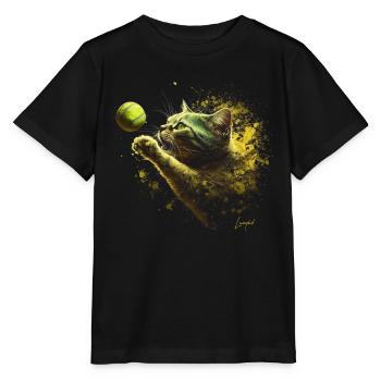 Feline Serve - Chats et amateurs de tennis - T-shirt bio MINI CREATOR Stanley/Stella Enfant - noir - Devant - Mikhail (115cm)