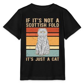 Scottish folding ear cat | Scottish Fold Gift - Stanley/Stella MINI CREATOR Kids’ T-Shirt - black - Front - Mikhail (115cm)