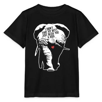 I didn't fart my heart blew you a kiss - Elephant - Stanley/Stella Kinder T-Shirt MINI CREATOR  - Schwarz - Vorne - Mikhail (115cm)
