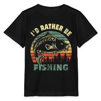 Angler - angeln - I'd rather be fishing - Stanley/Stella Kinder T-Shirt MINI CREATOR  - Schwarz - Vorne - Mikhail (115cm)