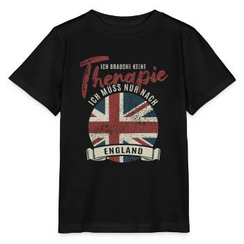 Ich brauche keine Therapie ich muss nach England - Stanley/Stella Kinder T-Shirt MINI CREATOR  - Schwarz - Vorne - Mikhail (115cm)
