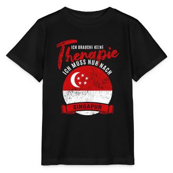 Ich brauche keine Therapie ich muss nach Singapur - Stanley/Stella Kinder T-Shirt MINI CREATOR  - Schwarz - Vorne - Mikhail (115cm)