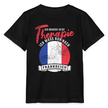 Ich brauch keine Therapie ich muss nach Frankreich - Stanley/Stella Kinder T-Shirt MINI CREATOR  - Schwarz - Vorne - Mikhail (115cm)