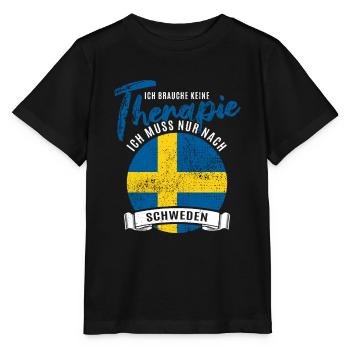 Ich brauche keine Therapie ich muss nach Schweden - Stanley/Stella Kinder T-Shirt MINI CREATOR  - Schwarz - Vorne - Mikhail (115cm)