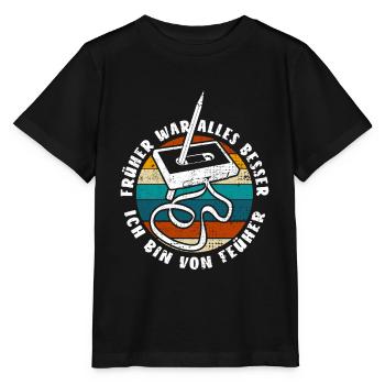 Kassette - Früher war alles besser - Retro - Stanley/Stella Kinder T-Shirt MINI CREATOR  - Schwarz - Vorne - Mikhail (115cm)