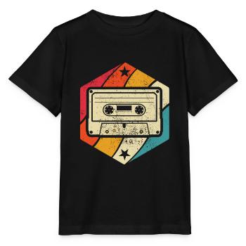 Cassette - Mixtape Audio Cassette Magnétique rétro - T-shirt bio MINI CREATOR Stanley/Stella Enfant - noir - Devant - Mikhail (115cm)