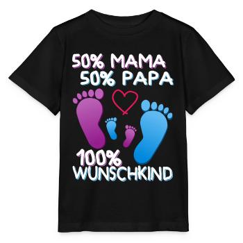 Mama Papa Babyfüße Geschenk Wunschkind Familie - Stanley/Stella Kinder T-Shirt MINI CREATOR  - Schwarz - Vorne - Mikhail (115cm)