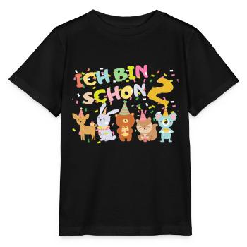 Tiere Geburtstagsshirt – Ich bin schon 2 Jahre - Stanley/Stella Kinder T-Shirt MINI CREATOR  - Schwarz - Vorne - Mikhail (115cm)