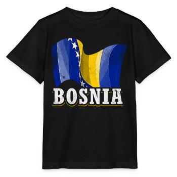 Bosnia Flag - Stanley/Stella MINI CREATOR Kids’ T-Shirt - black - Front - Mikhail (115cm)