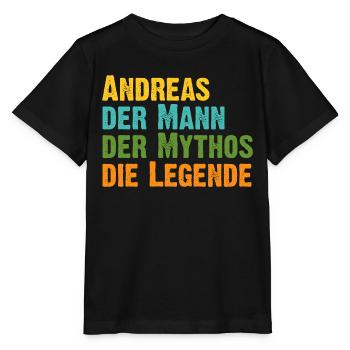 Andreas der Mythos die Legende Vorname Andreas - Stanley/Stella Kinder T-Shirt MINI CREATOR  - Schwarz - Vorne - Mikhail (115cm)