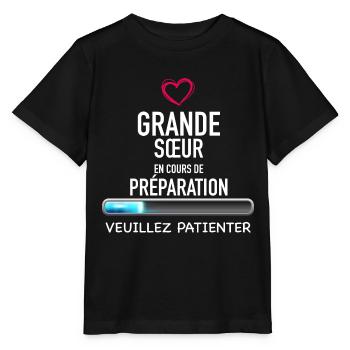 je Suis Bientot Grande Soeur Vueillez Patienter - T-shirt bio MINI CREATOR Stanley/Stella Enfant - noir - Devant - Mikhail (115cm)