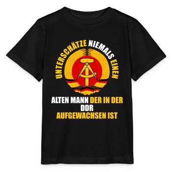 Unterschätz Niemals Alten Mann DDR Ostdeutschland - Stanley/Stella Kinder T-Shirt MINI CREATOR  - Schwarz - Vorne - Mikhail (115cm)