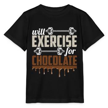 Will Exercise For Chocolate Funny Gym Workout Fitn - Stanley/Stella Kinder T-Shirt MINI CREATOR  - Schwarz - Vorne - Mikhail (115cm)