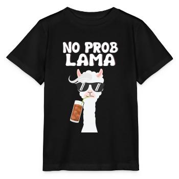 No Prob Lama - Alpaka - Llama - Stanley/Stella Kinder T-Shirt MINI CREATOR  - Schwarz - Vorne - Mikhail (115cm)