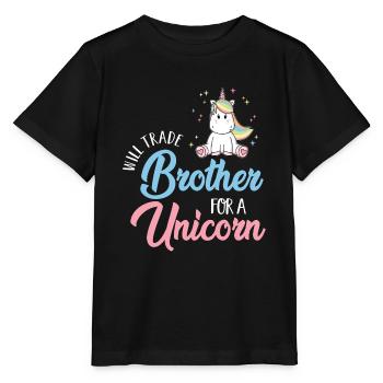 Will Trade Brother for a Unicorn Einhorn Bruder - T-shirt bio MINI CREATOR Stanley/Stella Enfant - noir - Devant - Mikhail (115cm)