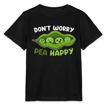 Don't worry Pea Happy Vegan Vegetarian Peas - Stanley/Stella MINI CREATOR Kids’ T-Shirt - black - Front - Mikhail (115cm)
