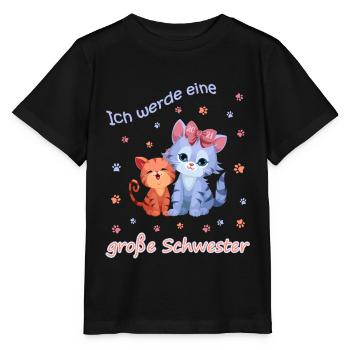 Schwangerschaft verkünden Große Schwester Katze - Stanley/Stella Kinder T-Shirt MINI CREATOR  - Schwarz - Vorne - Mikhail (115cm)