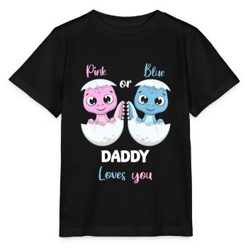 Pink Or Blue Daddy Loves you Gender Reveal Party - Stanley/Stella Kinder T-Shirt MINI CREATOR  - Schwarz - Vorne - Mikhail (115cm)
