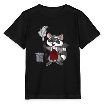 Raccoon cleaning bear washing cleaning gift - Stanley/Stella MINI CREATOR Kids’ T-Shirt - black - Front - Mikhail (115cm)