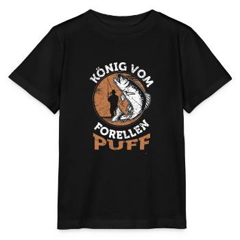 König vom Forellenpuff Forellen Angler Forellensee - Stanley/Stella Kinder T-Shirt MINI CREATOR  - Schwarz - Vorne - Mikhail (115cm)