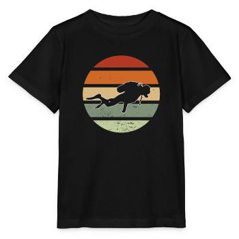 Retro diver scuba diver diving certificate gift - Stanley/Stella MINI CREATOR Kids’ T-Shirt - black - Front - Mikhail (115cm)