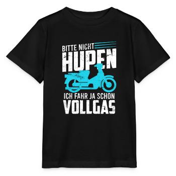 Nicht hupen fahre schon Vollgas Moped Mofa - Stanley/Stella Kinder T-Shirt MINI CREATOR  - Schwarz - Vorne - Mikhail (115cm)