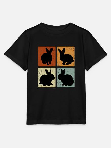 Vintage Hasen Kaninchen Retro Nagetier Geschenk - Stanley/Stella Kinder T-Shirt MINI CREATOR - Schwarz