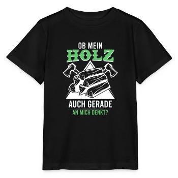 Förster und Holzfäller Spruch Holz denkt an mich - Stanley/Stella Kinder T-Shirt MINI CREATOR  - Schwarz - Vorne - Mikhail (115cm)