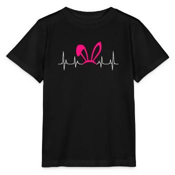Ears Ears Heart Beat ECG Bunnies - Stanley/Stella MINI CREATOR Kids’ T-Shirt - black - Front - Mikhail (115cm)