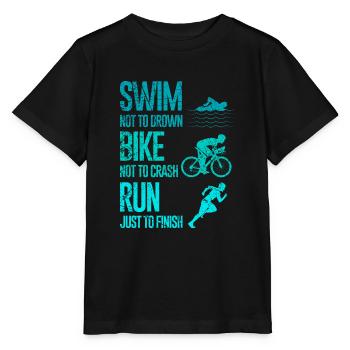 Triathlon Geschenk Schwimmen Rad fahren Laufen - Stanley/Stella Kinder T-Shirt MINI CREATOR  - Schwarz - Vorne - Mikhail (115cm)