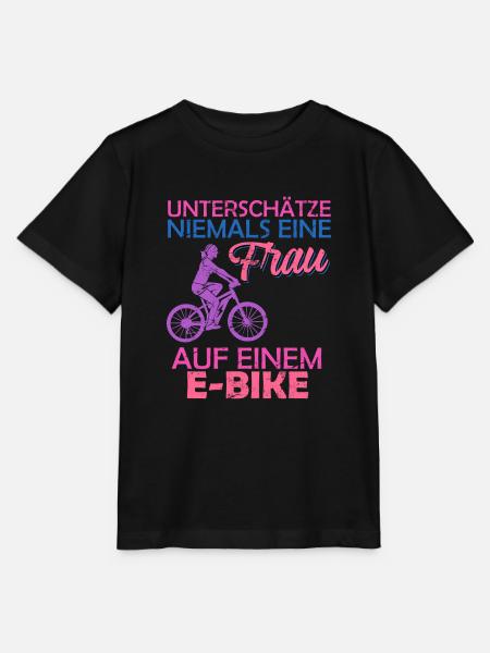 E-Bike Spruch Frau auf e-Bike Radtour Rentnerin - Stanley/Stella Kinder T-Shirt MINI CREATOR  - Schwarz