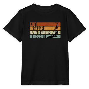 Eat Sleep Windsurf Repeat Windsurfer Geschenk - Stanley/Stella Kinder T-Shirt MINI CREATOR  - Schwarz - Vorne - Mikhail (115cm)