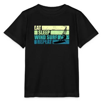 Vintage Windsurfer Geschenk Eat Sleep Windsurf - Stanley/Stella Kinder T-Shirt MINI CREATOR  - Schwarz - Vorne - Mikhail (115cm)