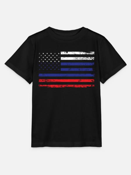 Russie Usa Amérique Drapeau Drapeau Racines Sport - T-shirt bio MINI CREATOR Stanley/Stella Enfant - noir