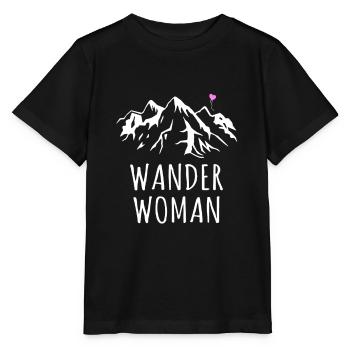 WANDER WOMAN - Mountains Hiking HEART Saying Gift - Stanley/Stella MINI CREATOR Kids’ T-Shirt - black - Front - Mikhail (115cm)
