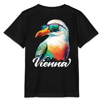 Vienne Autriche Vacances Mouette avec lunettes de soleil - T-shirt bio MINI CREATOR Stanley/Stella Enfant - noir - Devant - Mikhail (115cm)
