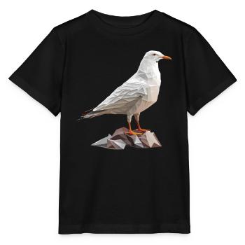 Polygon Möwe auf Felsen - Stanley/Stella Kinder T-Shirt MINI CREATOR  - Schwarz - Vorne - Mikhail (115cm)