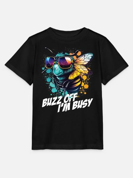 Bourdon avec des lunettes de soleil Buzz Off Je suis occupé - T-shirt bio MINI CREATOR Stanley/Stella Enfant - noir