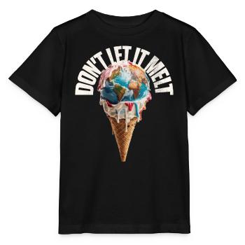 Fonte de la terre dans le cornet de crème glacée Ne le laissez pas fondre - T-shirt bio MINI CREATOR Stanley/Stella Enfant - noir - Devant - Mikhail (115cm)