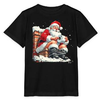 Père Noël assis sur les toilettes cheminées - T-shirt bio MINI CREATOR Stanley/Stella Enfant - noir - Devant - Mikhail (115cm)