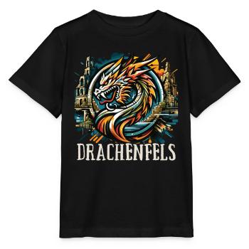 Drache Drachenkopf Logo Ruine Drachenfels - Stanley/Stella Kinder T-Shirt MINI CREATOR  - Schwarz - Vorne - Mikhail (115cm)